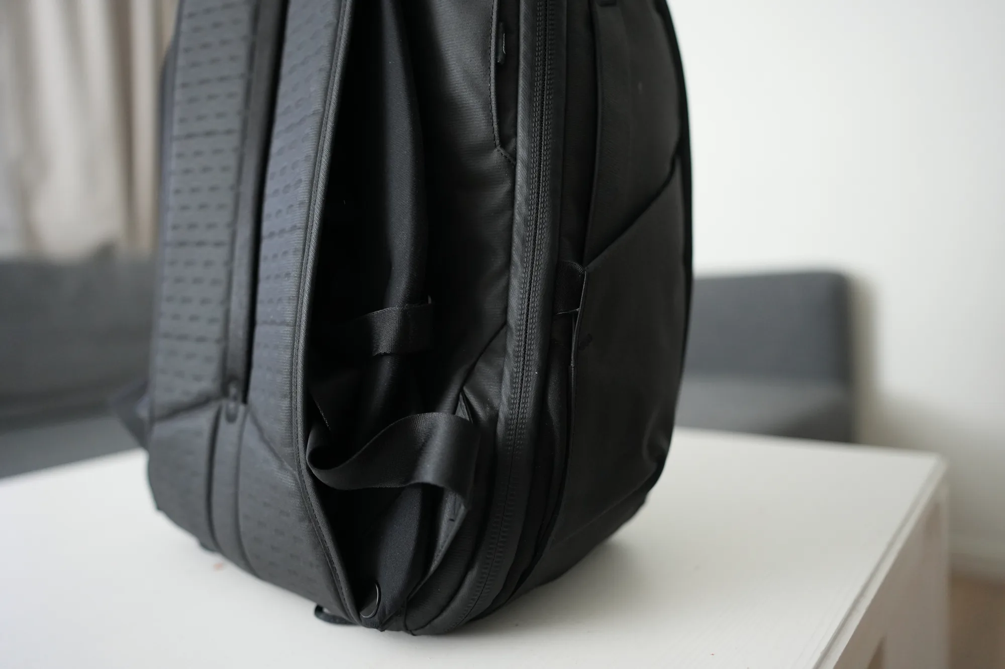 Peak Design Travel Backpack 30L side view with strap loops visible