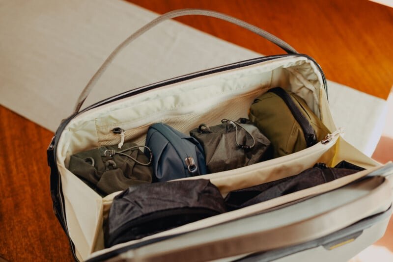 Peak Design Travel Weekender 25L open showing organized interior
